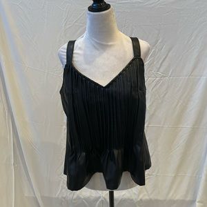 Super cute, faux leather pleated top with adjustable straps